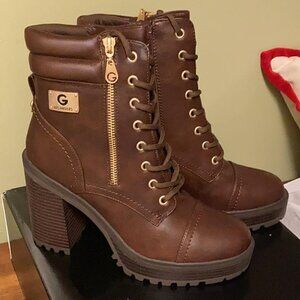 GBG Los Angeles Women's Sheeva Heeled Platform Lug Sole Booties